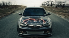 Аэрография двигателя Subaru Impreza на капоте